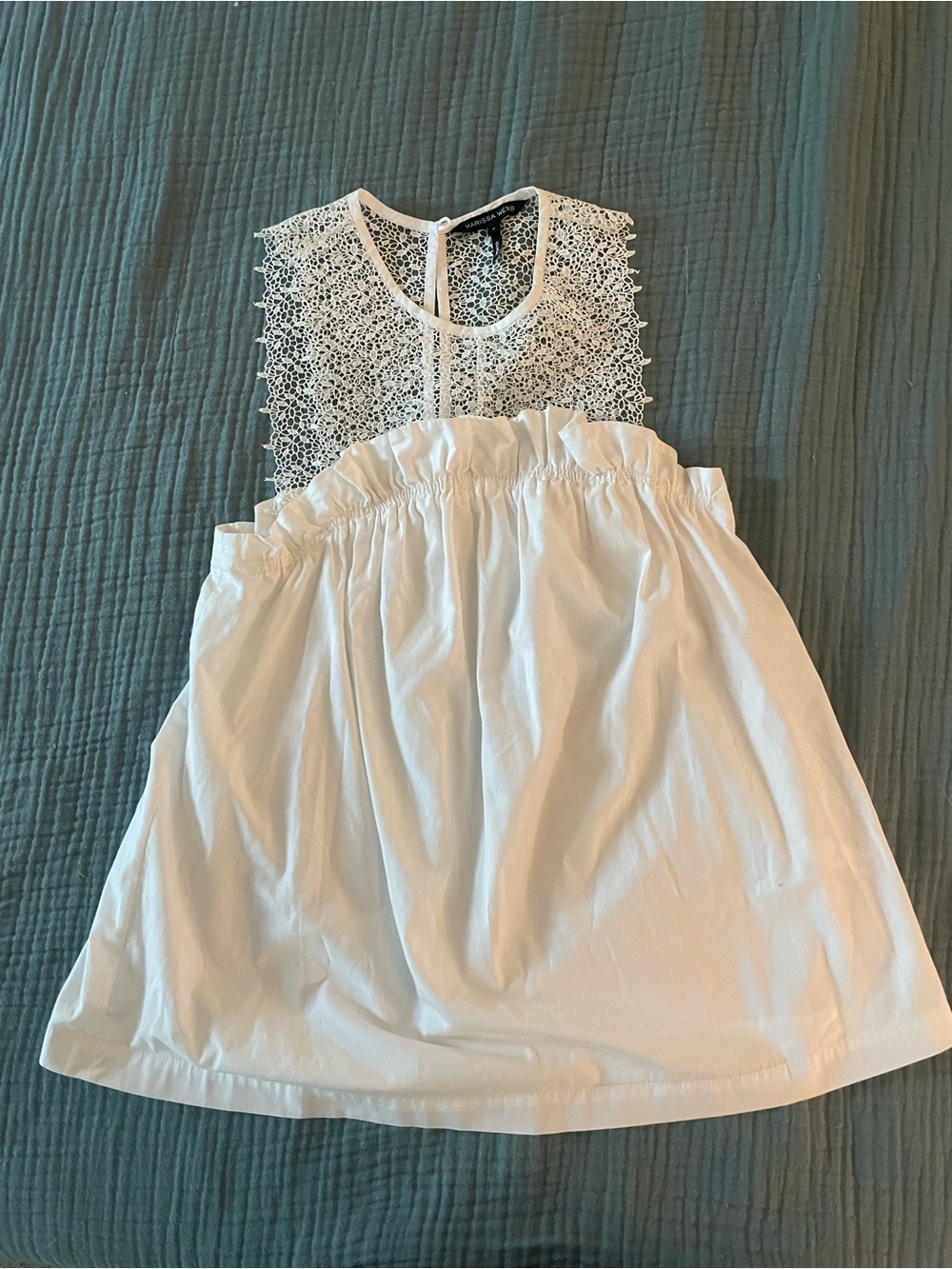 Marissa Webb White Lace Yoke babydoll Top